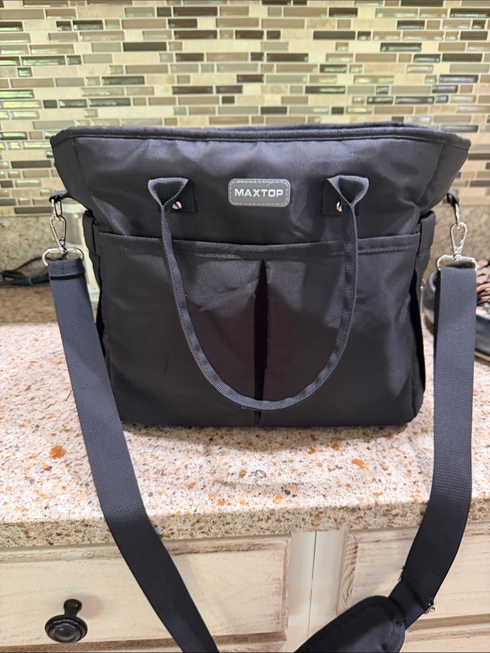 MAXTOP Black lunch Bag with Detachable Strap